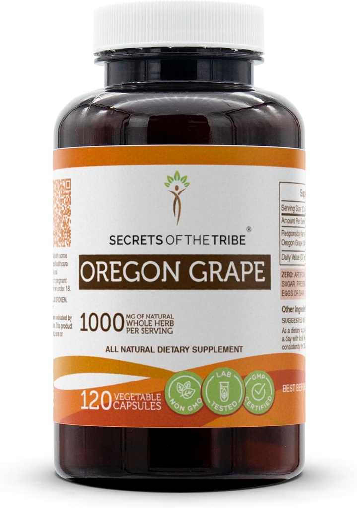 Tajemství kmene Oregon Grape 120 Kapsle, 1000 mg, Responsible farming Oregon Grape (Mahonia aquifolium) Sušená kořenová (120 Kapsle)
