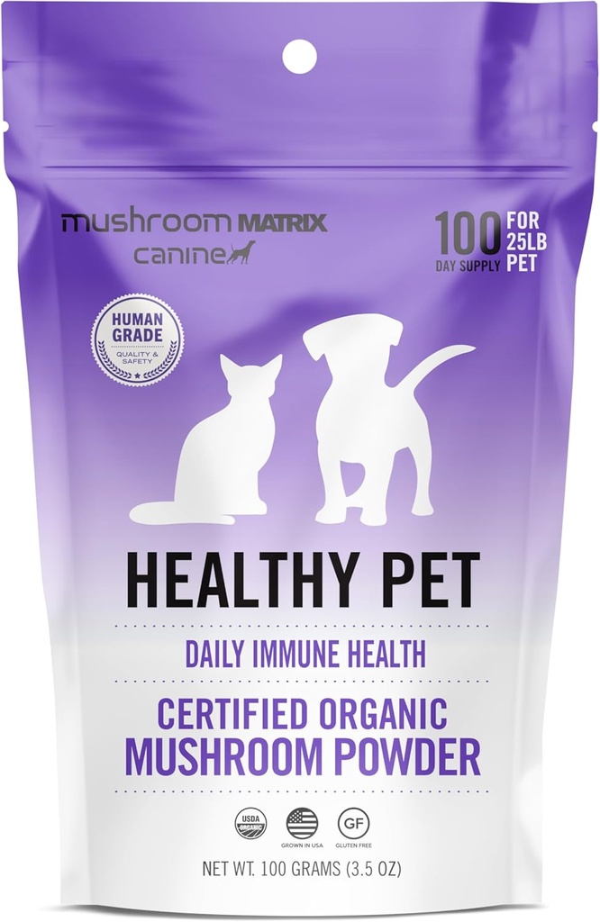 Om Houba Matrix Pet - Psí 124; Zdravý Pet 124; USA Pěstované Human- Stupeň Organic Houbová Pet Supplement 124; Denní Funkční imunitní podpora pro psy a kočky 124; 100 Grams, 3.5 oz