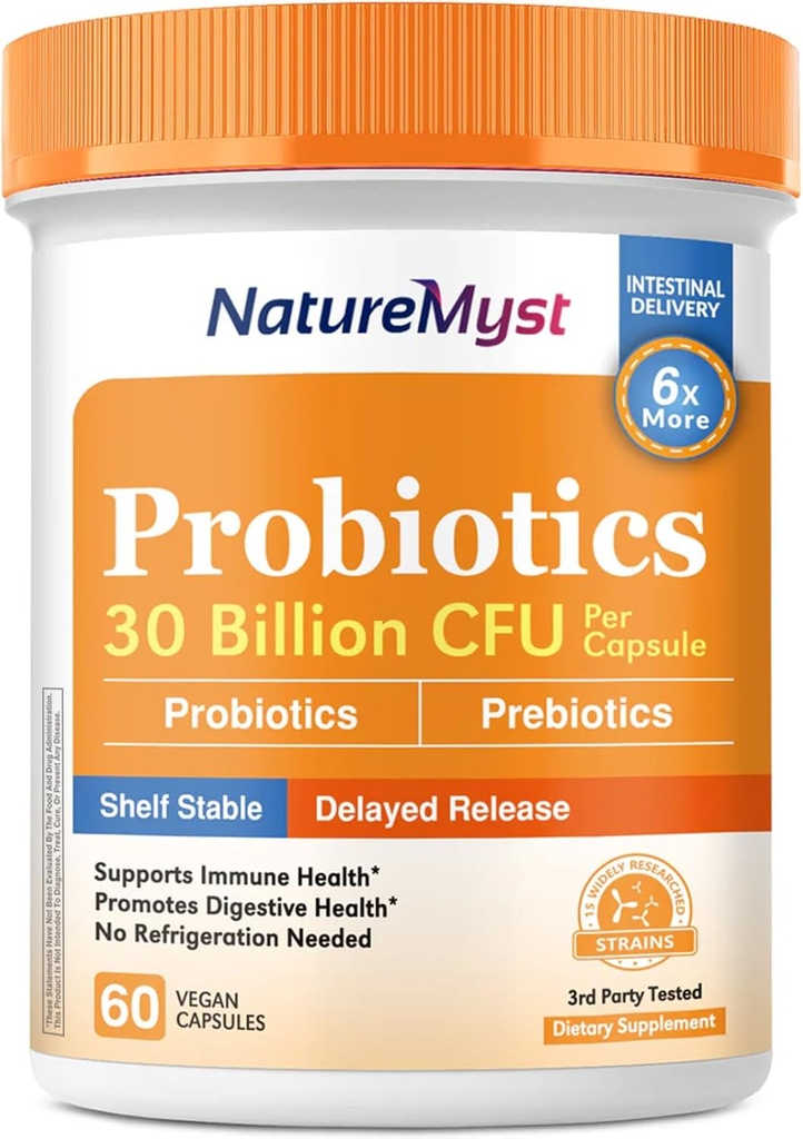 Probiotika, 30 miliard CFU, 15 Straines, s Prebiotika pro muže a ženy, Gut Zdraví, Imunitní a stravovací podpora, Stabilní, opožděné vydání, 60 Vegan Caps
