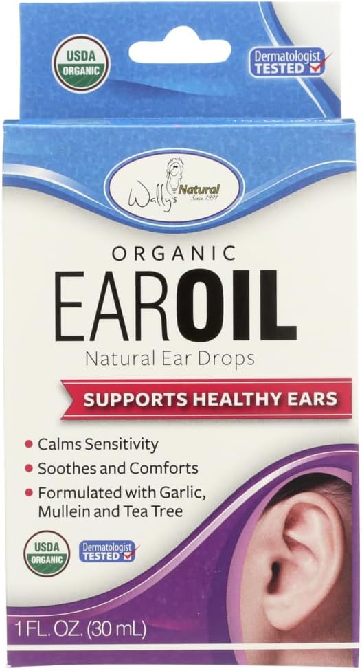 Wally 's Natural Products, Organic Ear Oil with Garlic and Mullein, 1 fl oz - 2pc