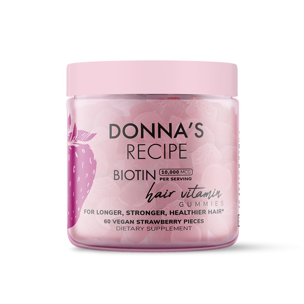 Donnin recept Tabitha Brown 124; Vegan Jahodové Biotinové vlasy, kůže a nehty Gummies - 10,000 mcg Biotin, čisté, non-GMO, gluten- Free, 60 Gummies