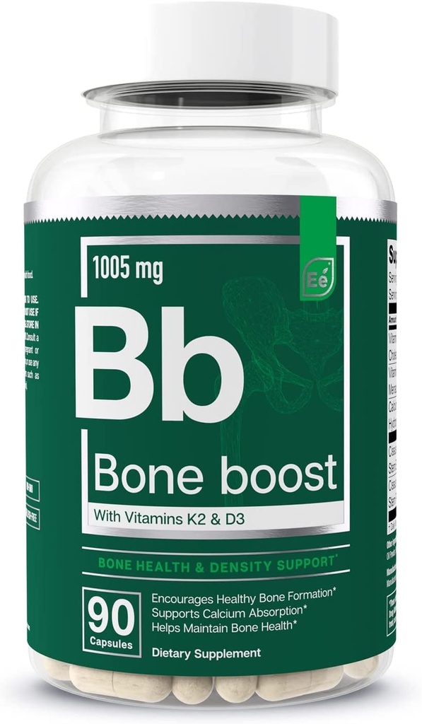 Základní prvky Bone Boost Kostní zdraví Dodatek - Kostní podpora a vápník dodatek s vitaminem D 3, K2, Cisses Quadrangularis pro sílu kosti - 90 Kapsle (30 Day Supply)