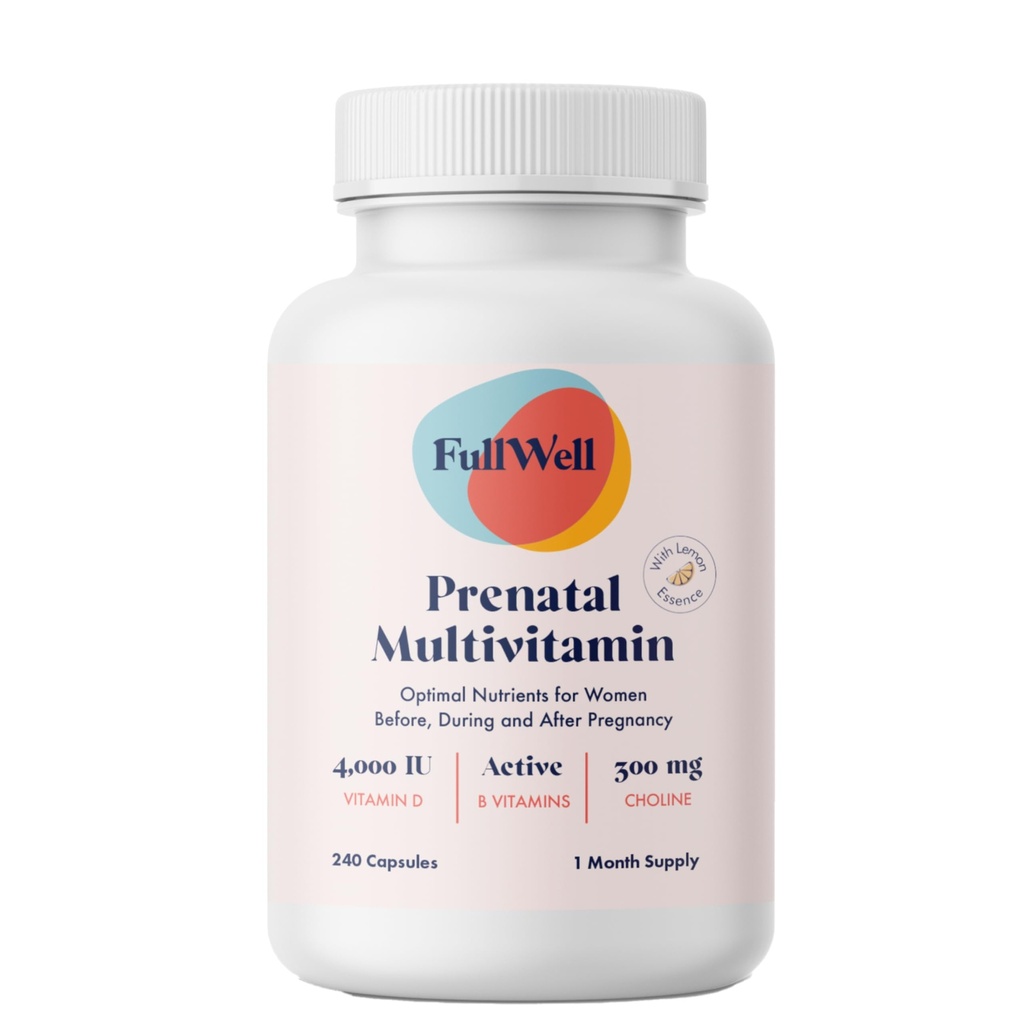 FullWell Prenatal Vitamíny Citrony 124; cholin, folát, vitamin D pro růst plodu, vývoj mozku 124; 26 Vitální živiny 124; Dietitian- formulováno, OBGYN doporučeno, non-GMO, 3. strana testována, 30 Služeb