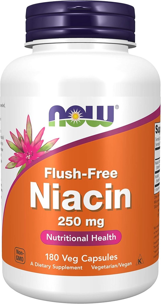 Niacin, FLUSH FREE 250 mg, 180 Caps by Now Foods (Balení po 3)