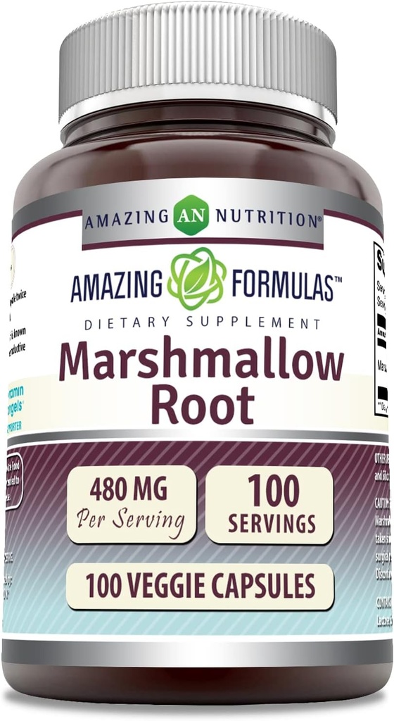 Úžasné předpoklady Marshmallow Root dodatek 124; 480 Mg Per Serving 124; 100 Veggie Kapsle 124; Non- GMO 124; Gluten zdarma 124; Made in USA