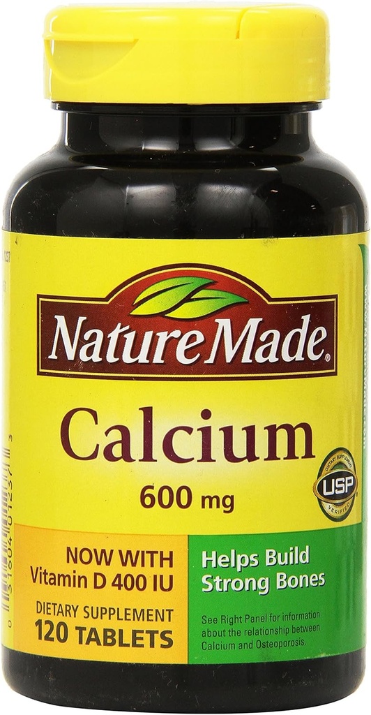 Příroda Vyrobeno vápník 600 mg s vitamínem D3 pro imunitní podporu, tablety, 60 Počet, pomáhá podporovat sílu kostí (balení po 3)