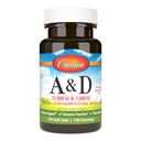 Carlson - A & D, 25000 IU (7500 mcg RAE) Vitamin A, 1000 IU (25 mcg) Vitamin D, Podpora vidění, Zdraví pokožky, 100 Softgels