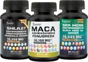 Bundle of Sea Moss, Shilajit, Maca, Black Seed Oil, Ashwagandha, Ginger, Shilajit, Rhodiola Rosea, Panax Ginseng, Maca Root, Fenugreek, Trifibranol100X, Vše v 1 Doplňky (1 balení)