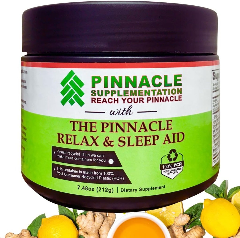 Pinnacle Relax & Sleep Supplement, Spánek Supplement s melatonin, Valerian Root, Ashwagandha, L Theanine, zinek, GABA & Magnesium pro uklidnění, Přírodní Lemon Tea Flavoring (30 Služeb)