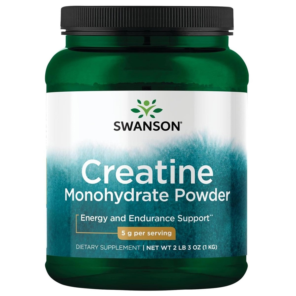 Swanson Creatine Monohydrát Prášek, Mikronizovaný, 5g per Serving, 200 Servingů (1 kg)