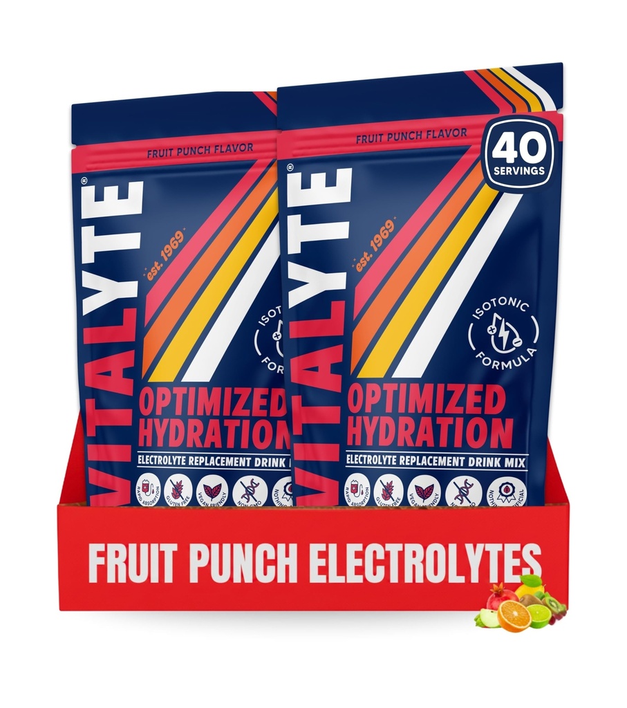 Vitalyte Electrolyte Powder Drink Mix, Isotonic Electrolyte Hydration Mix, Gluten Free Post Workout Powder Mix, Balení po 2, 35 oz. Každý, Ovocný punč příchuť