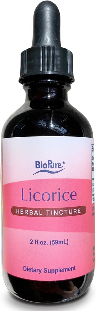 Biologická lékořicová tinktura - Potenciální botanický extrakt kořenové lékořice, bylinný adaptogen, který uklidňuje hrdlo a podporuje funkci horního dýchacího, imunitního a gastrointestinálního systému - 2 fl oz