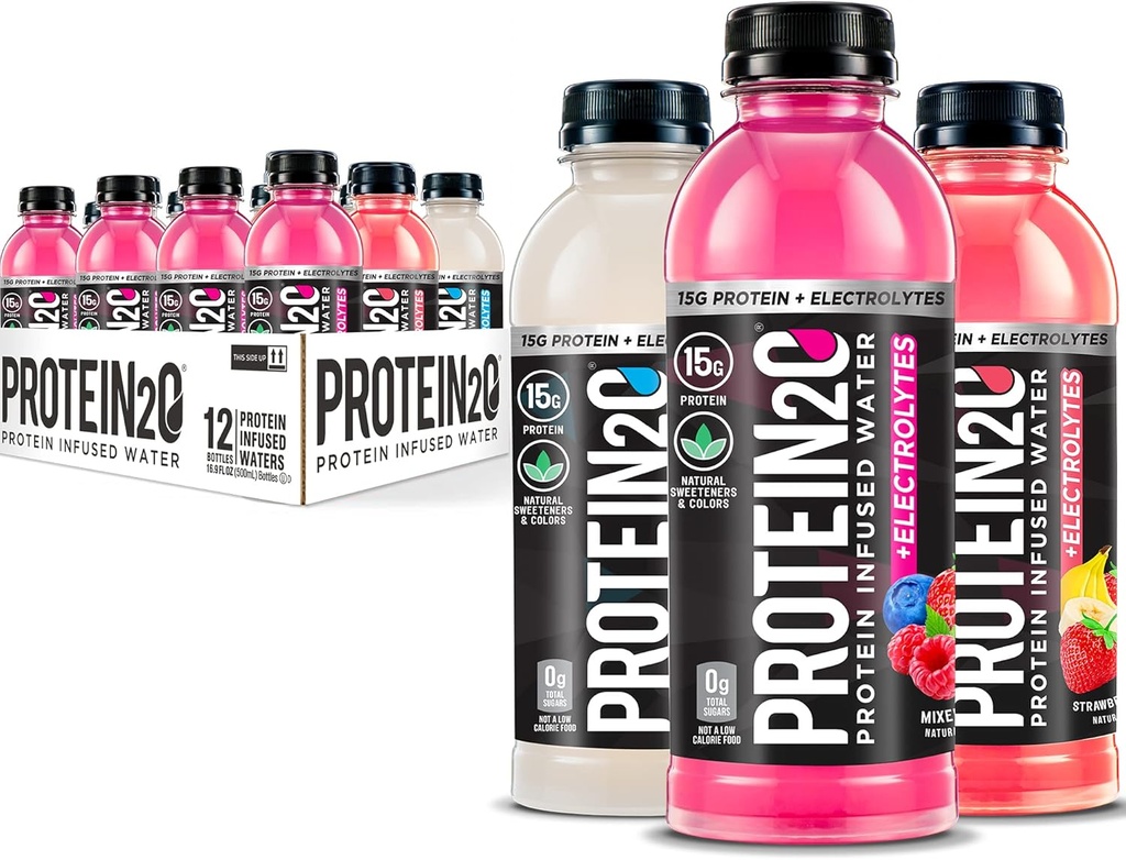 Protein2o 15g Syrovátkový izolát infuzní vody Plus Electrolyty, Sugar Free Sports Drink, Ready to drink, gluten Free, Lactosa Free, Electrolyte Variety Pack, 16.9 fl oz láhev (12 Počet)