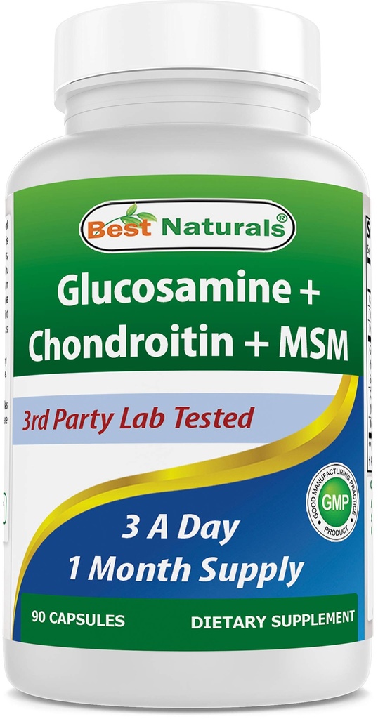 Nejlepší Natural, Glucosamine Chondroitin MSM doplňky, 2600 mg na porci, 90 Kapsle (90 Počet balení po 1)
