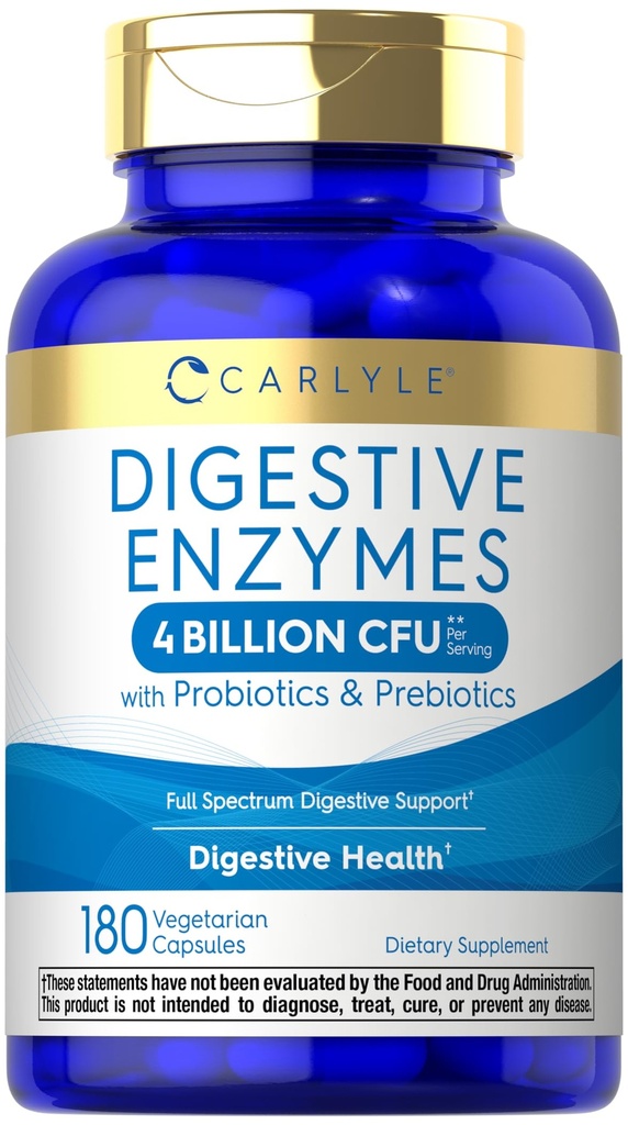 Carlyle Digestive Enzymy CLAS124; s Probiotika & Prebiotika CLAS124; 180 Kapsle CLAS124; Non- GMO a gluten zdarma doplněk pro muže a ženy