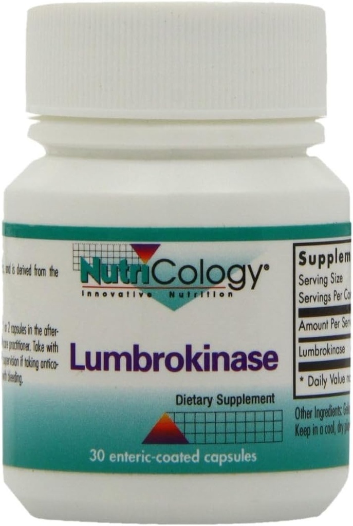Nutricology Lumbrokináza Dodatek - Cirkulační System Support, Podporuje krevní cirkulaci již v normálním rozsahu - 30 opožděné uvolnění vegetariánské kapsle