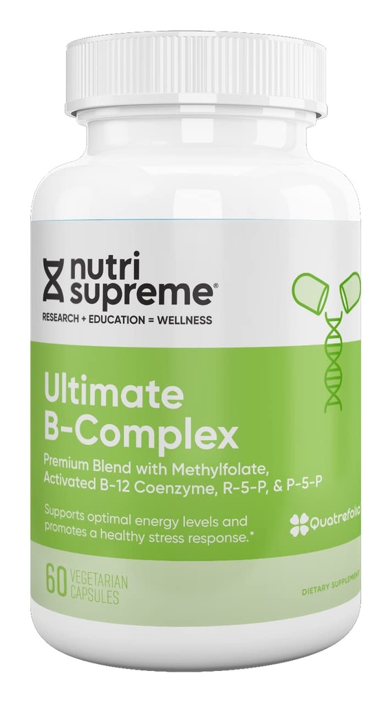 Nutri Supreme Ultimate B Complex, Vysoce absrobabilní esenciální B vitaminy s methylfolátem na podporu funkce nervového systému, 60 Kapsle