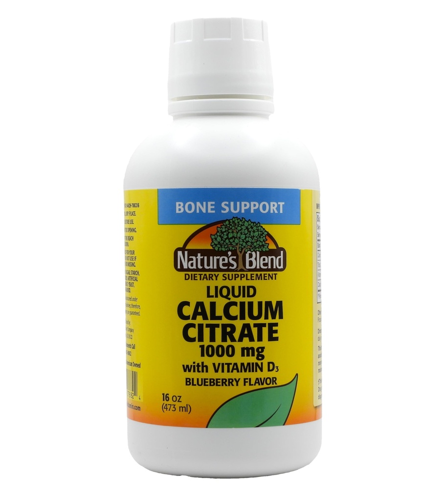 Tekutý vápník Citrát 1000mg s D3 16 fl oz Tekutý borůvka