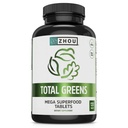 Zhou Total Green - Super Zelené doplňky, Denní Veggie pilulky, Superfood Tabs, Rostlinné doplňky pro dospělé, Vitamin Tablety - 120 Tablety