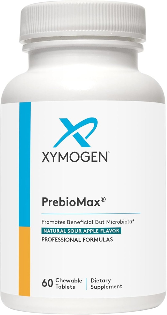 XYMOGEN PrebioMax Prebiotic Fiber Supplement - Xylooligosacharidy (XOS) na pomoc zachování trávicího zdraví + Podpora zdravé mikrobiální aktivity v GI Tract - Sour Apple (60 Žvýkací tablety)