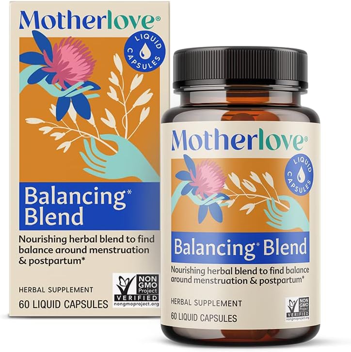 Motherlove Balancing Blend (60 Liquid caps) Bylinný dodatek pro období & Postpartum Hormonal Health - Non- GMO, Organic Herbs, Vegan, Kosher