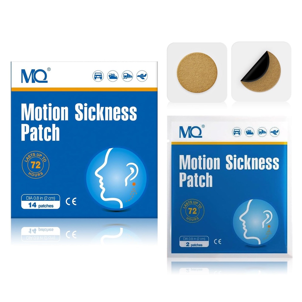 MQ 14ct Motion Nemoci Záplavy Non Drowsy, Moře Nemoci Záplavy pro Cruise Cestování Essentials, Vodotěsné Patch Za uchem pro auto Vzdušný Nemoci, Dlouhé Poslední 72H
