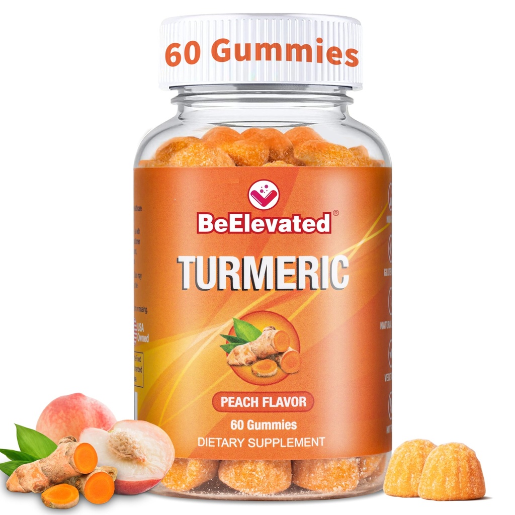 Kurkumin Kurkumin Kurkumové Žvýkačky - Extra síla 2000mg 8: 1 Extrakt Kurkumové Doplněk Žvýkačky s Black Pepper & Ginger - Vegan Non- GMO Společná podpora Žvýkačky - Peach Flavor, 60 Počet