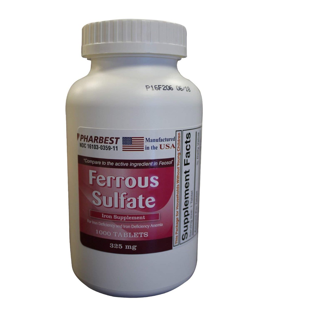 Sulfát železitý 325 mg tablety, 1000 Počet
