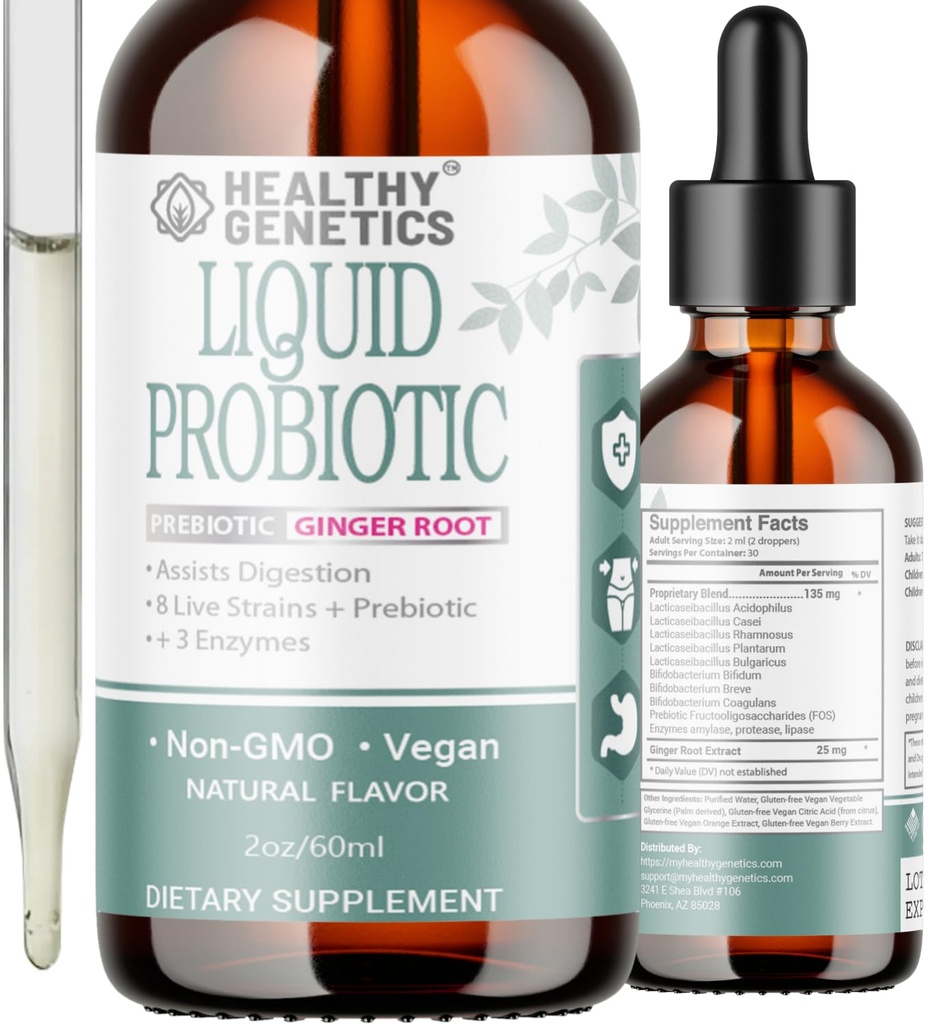 Tekutá probiotika pro muže a děti 124Prebiotika + Zázvor + Probiotika pro stravitelné zdraví 124Acidophilus Probiotický Probiotický 124; Mléčné výrobky zdarma 124; Vegan 124; Non- GMO 124; Gluten zdarma 124; 30 Služeb
