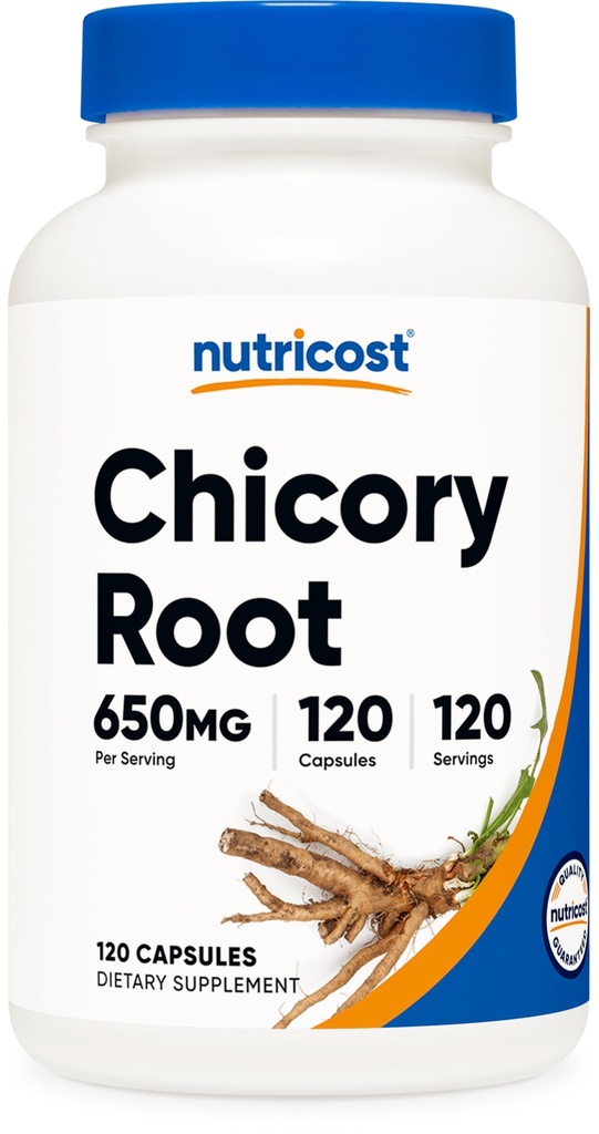 Nutricost Chicory Root 650mg per Capsule - 120 Plant- based Capsules, Non- GMO, Gluten Free