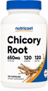 Nutricost Chicory Root 650mg per Capsule - 120 Plant- based Capsules, Non- GMO, Gluten Free