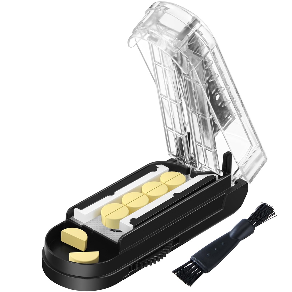 Pill Cutter pro více pilulek v době, Pill Cutter Splitter pro malé a malé pilulky, Pill Cutter pro malé nebo velké pilulky, Pill Splitter se skrytou Sharp nerezové oceli čepele (černá)