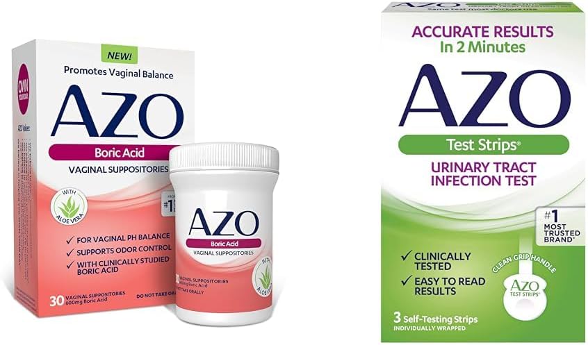 AZO kyselina boritá vaginální podložky pomáhá podporovat zápach kontrolu a rovnováhu vaginální PH, 30 Počet Močová infekce (UTI) Testovací proužky, Přesné výsledky za 2 minuty, 3 Počet
