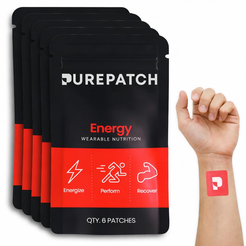 Čistá Patch ® Energy Patch - Botanical- Inspirovaná Topická Patch s kofeinem, aminokyselinami a Electrolyte Blend - Non-Ingestible Format - 30 Záplaty