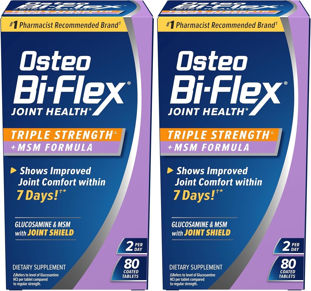 Osteo Bi-Flex Triple Strength (5) with MSM, Glucosamine Joint Health Appendix, Coated Tablets, 80 Count (Pack of 2)