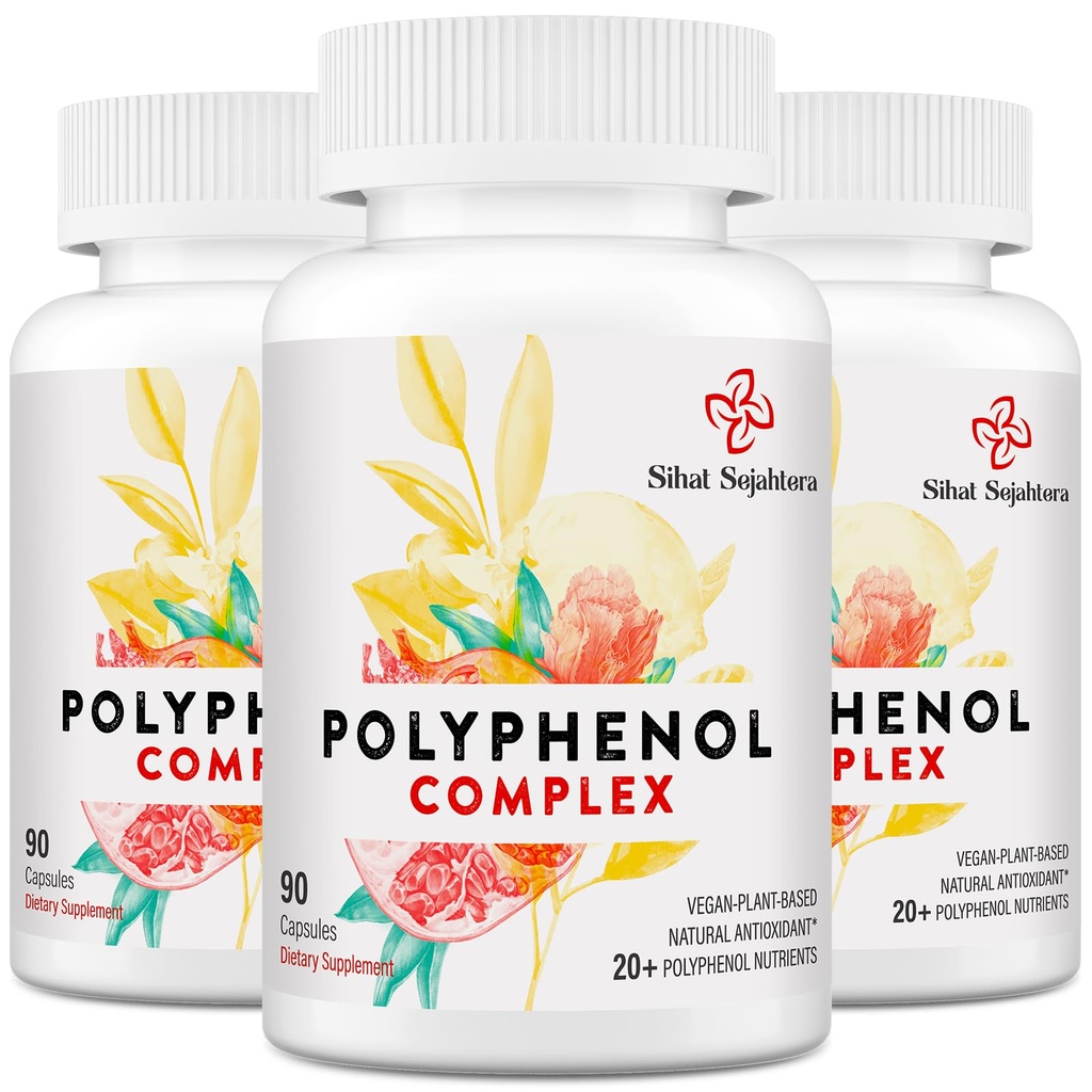 67,500 MG Polyfenoly dodatek - Výkonné antioxidanty a polyfenol pro ochranu věku, Polyfenol Superfood, Quercetin, Resveratrol, zelený čaj, Plant- based & Energy, Imunitní podpora, 270 Kapsle