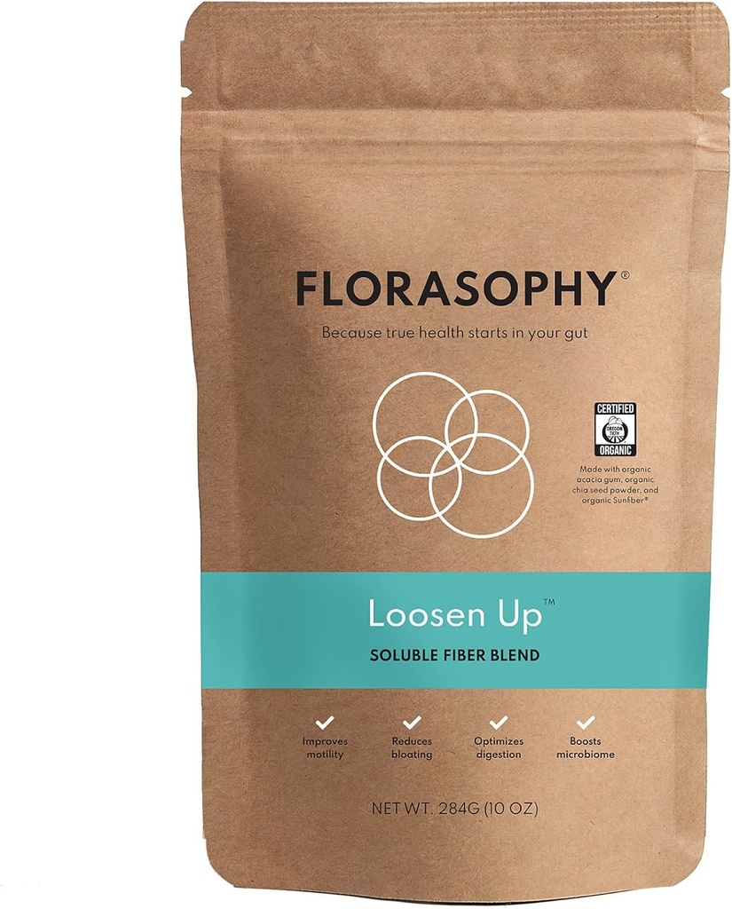 Loosen Up Organic Soluble Fiber Supplement for Digestive Gut Health, Zácpa & IBS Relief, Gluten Free Vegan Soluble Prebiotic Powder, Jeden měsíc dodávky