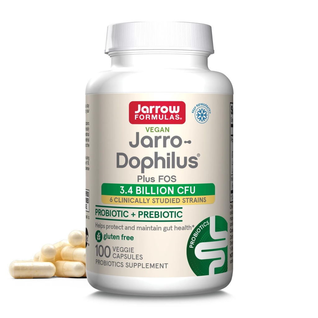 Jarro- Dophilus + FOS - 3.4 Miliardy organizací per serving - 100 Veggie Caps - Prebiotic & Probiotic - Nutriční podpora prospěšných bakterií - Až 100 Služeb