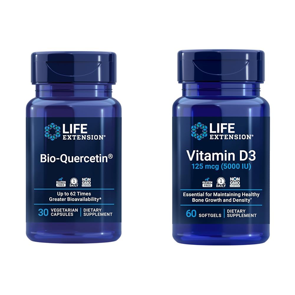 Life Extension Bio- Quercetin Imunity & Heart Health Antioxidant 30 Kapsle + Vitamin D3 5000 IU 60 Softgels