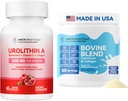 Urolithin A dodatek 1000 MG pro svalovou sílu + Bovine Colostrum & Collagen prášek pro Gut zdraví, imunitní podpora, růst vlasů a krása dodatek