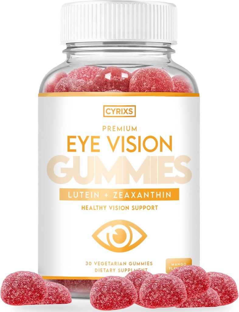 Generické Cyrixs Zdraví Oční Vize Gummies - Lutein & Zeaxanthin Oční Zdraví Dodatek pro dospělé - Delicious Mango Oční vitamíny - Oční komfort a modrá obrana pro Crystal- Clear Vision
