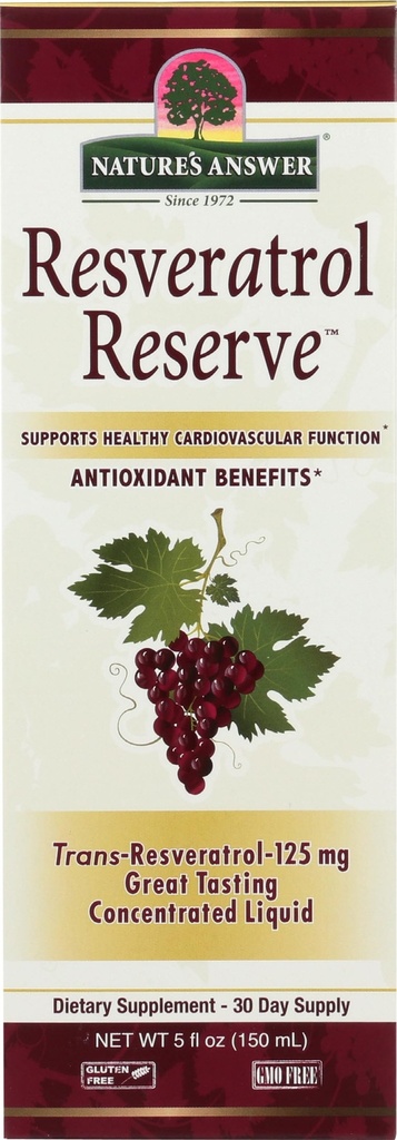 Příroda odpověď Alkoholicko-Free Resveratrol Reserve 5oz Koncentrované kapalné 124; Baleno s antioxidanty clar124; Podporuje celkové Well- bytí 124; Podpora imunitního systému clar124; Jednotný počet