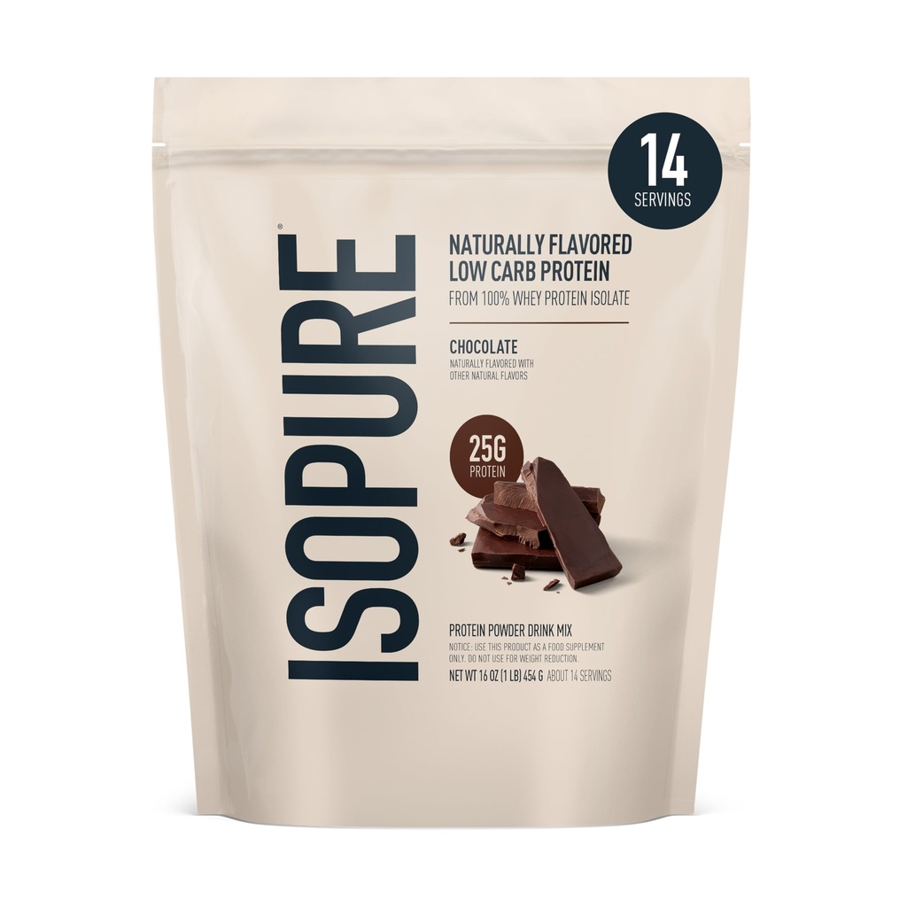 Izopure Low Carb 100% čistý syrovátkový izolát proteinový prášek, laktóza zdarma, gluten zdarma, s vitamíny, tmavá čokoláda, 25g protein per Serving, 1 Lb, 14 Servings (Balení květen Vary)