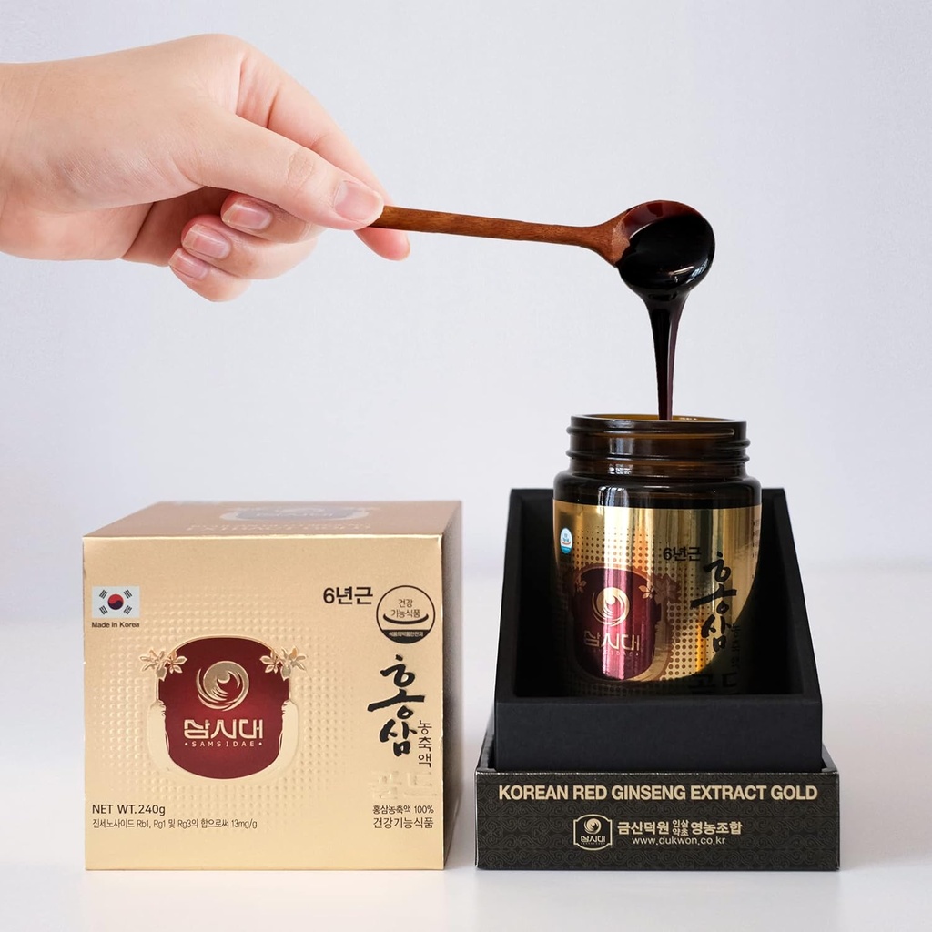 SAMSIDAE Korean Red Ginseng Extract Gold 240g 6 Roky (13mg / g), 100% Korean Red Ginseng Extract - Zvýšení imunity a podpora posílení imunity, Duševní výkon, Stamina, Energetické zdraví