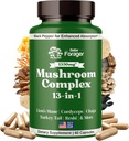 Houbové kapsle, 13-in-1 Houbový dodatek, Lví hříva, Reishi, Cordyceps, & Více, Promotes Focus, Clarity, & Paměť, Extract dodatek, 1 měsíc Dodávka, 60 Počet