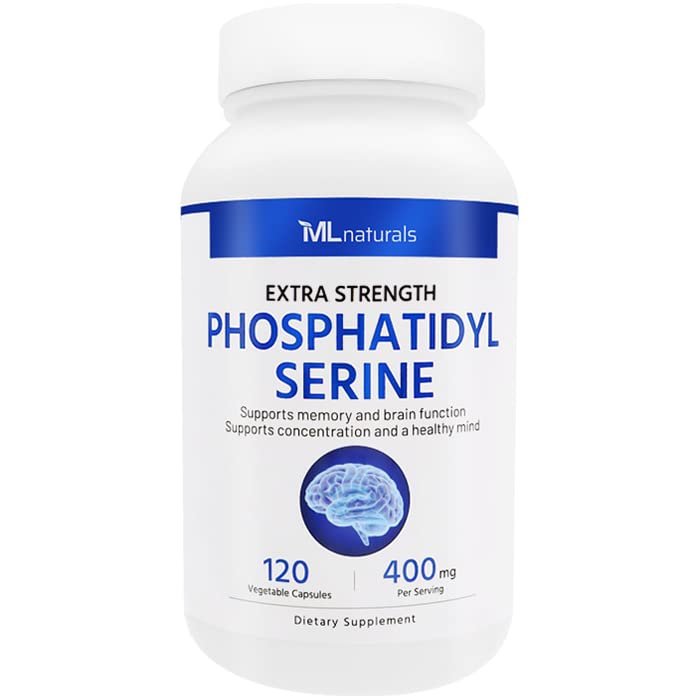 ML Natural Fosfatidyl Serine 400 mg (vysoké dávkování) 120 Zeleninové tobolky. Podporuje paměť a mozková funkce, Non- GMO, NSF- Certified & cGM- Compliant