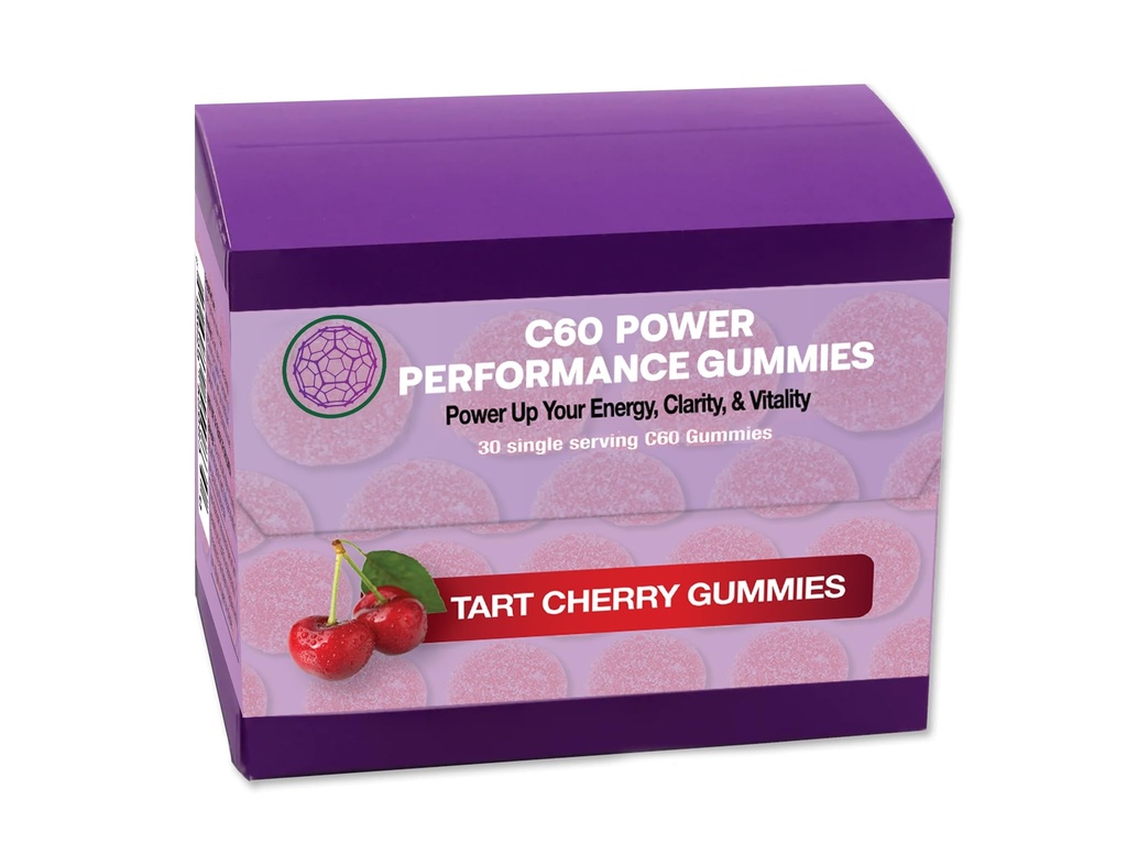 C60 Power C60 Gummies - Natural Wellness Support for Men & Women, 99,99% čisté sublimated carbon Fullerenes, Promotes Energy, Mental Clarity, & Stamina - 30 Počet