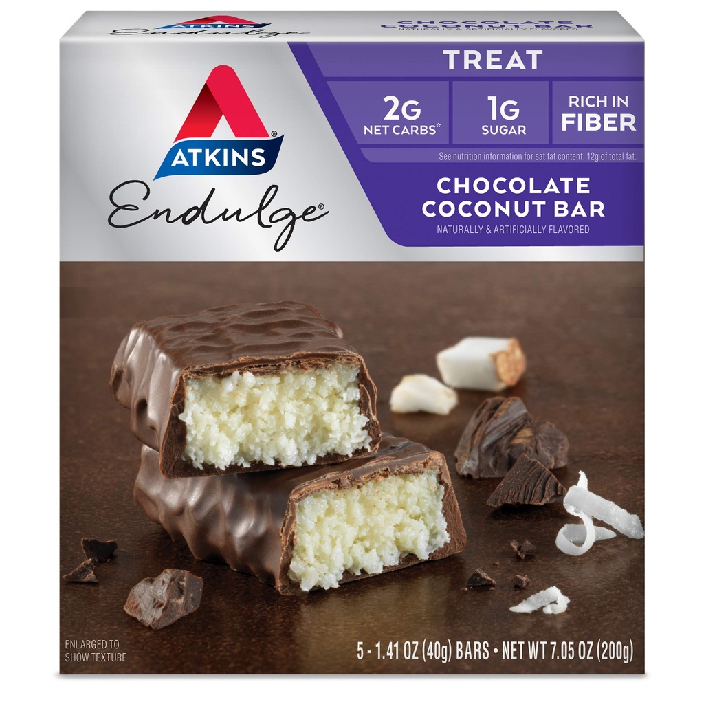 Atkins Endulge Chococonut Bar, Dessert Favorite, High in Fiber, 1g Cukr, 5 Počet