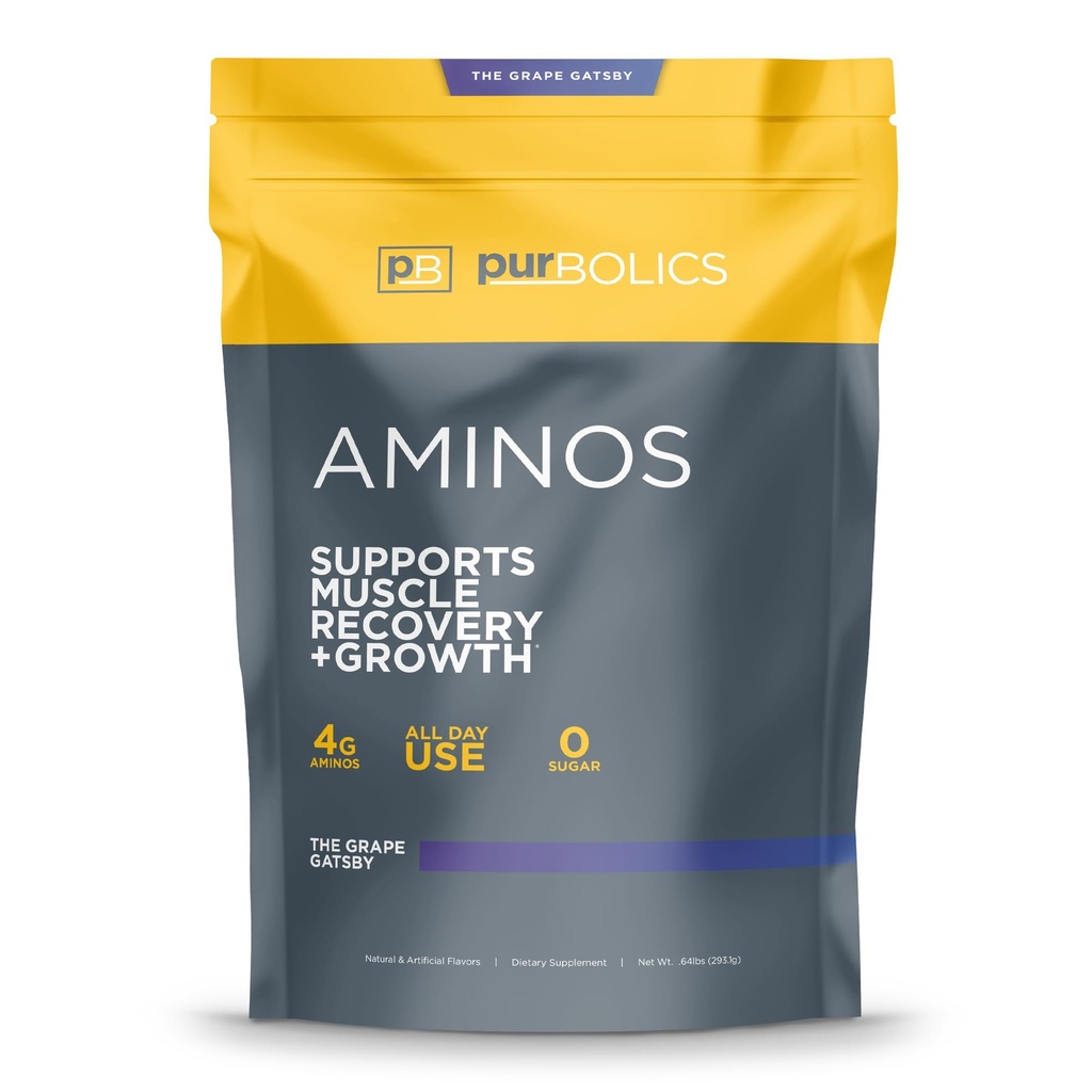 Purgolics Aminos physi124; 4g kyseliny aminové, beta- Alanin, 0 Sugar & 60 Servings (Grape Gatsby)