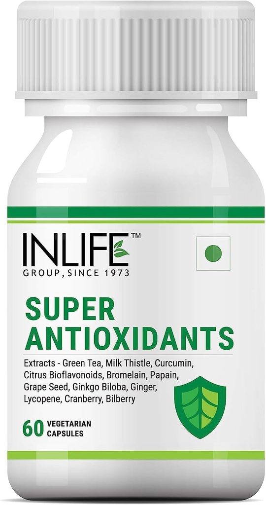 Sheltr Super Antioxidant dodatek Lykopen, Zelený čaj, Mléčné Thistle, Curcumin, Grape Seed, Ginkgo Biloba, Ginger, Cranberry, Borůvky, Alpha Lipoic Acid, Lutein, Zeaxanthin - 60 Kapsle (Balení po 1)